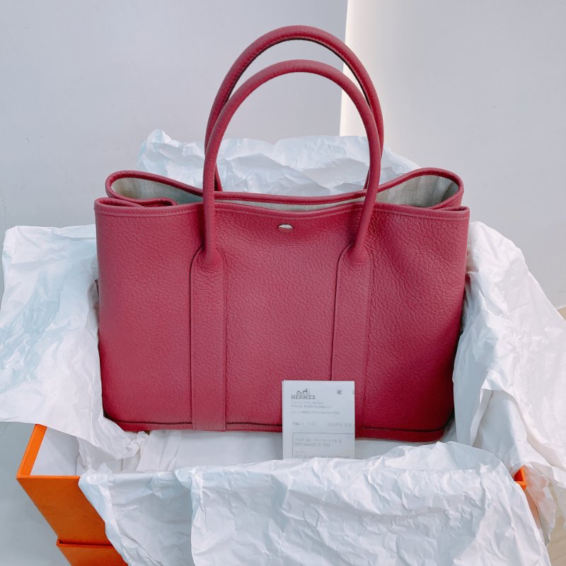 MS0510 Hermes 愛馬仕 花園包 牛皮 桃紫色 銀扣 Garden Party 36 Negonda K5 Tosca x PHW-16