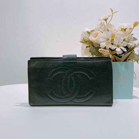 TW4667 Chanel 香奈兒復古CC字長夾 Vintage Long Wallet Caviar