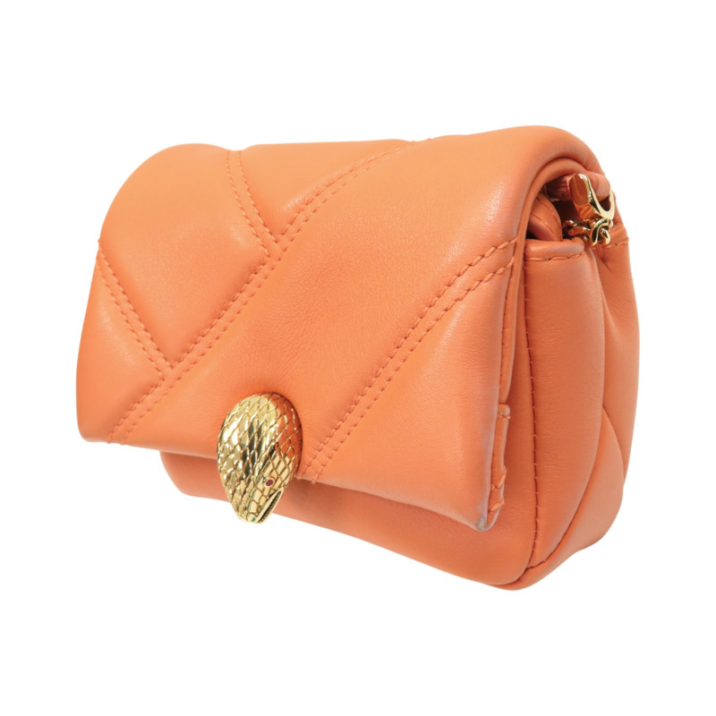 橘色 牛皮 Serpenti Cabochon Micro 肩背包【BVLGARI 寶格麗】 294186-2