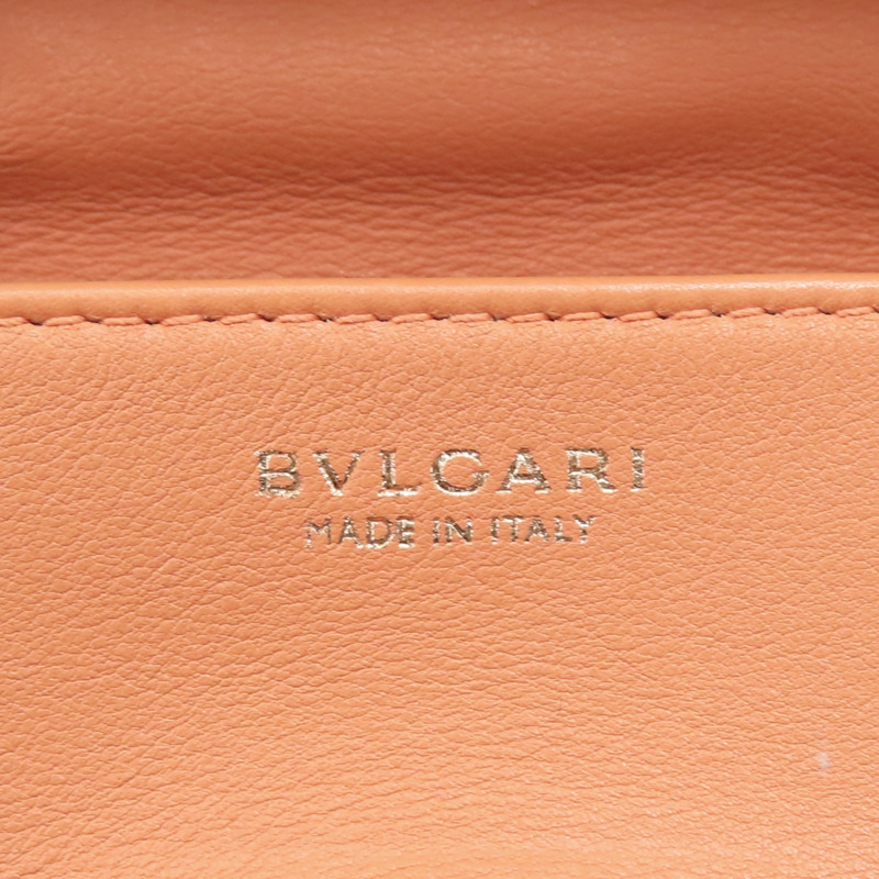 橘色 牛皮 Serpenti Cabochon Micro 肩背包【BVLGARI 寶格麗】 294186-5