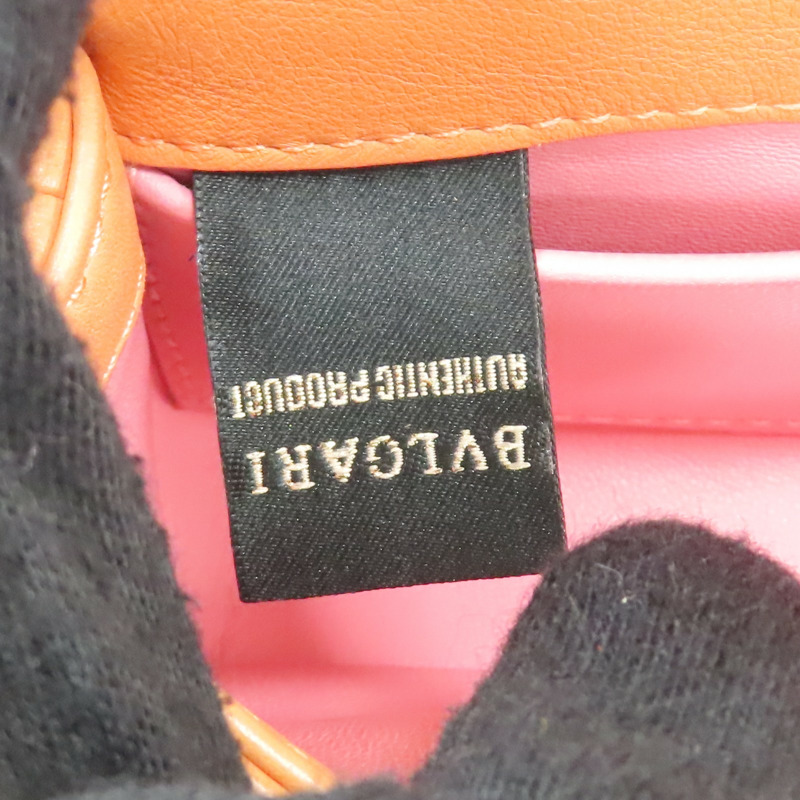 橘色 牛皮 Serpenti Cabochon Micro 肩背包【BVLGARI 寶格麗】 294186-7