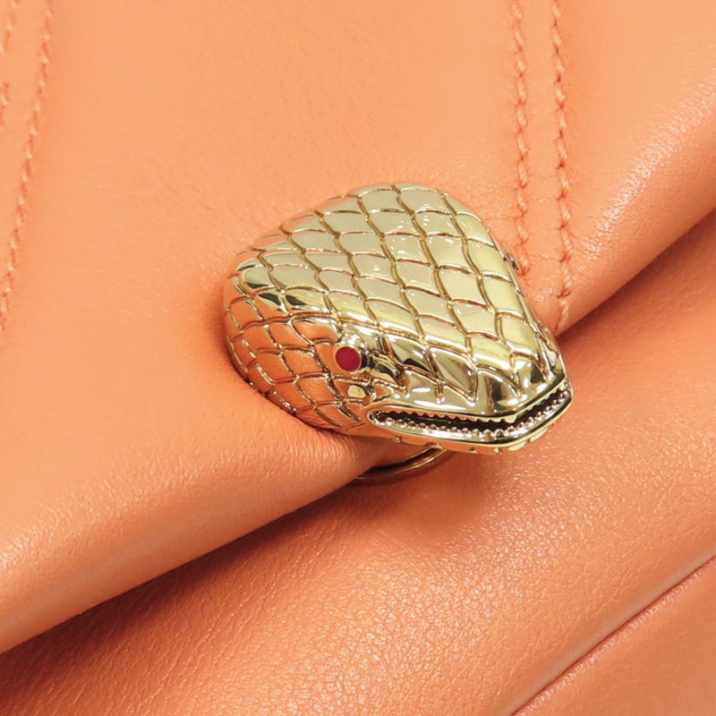 橘色 牛皮 Serpenti Cabochon Micro 肩背包【BVLGARI 寶格麗】 294186-13
