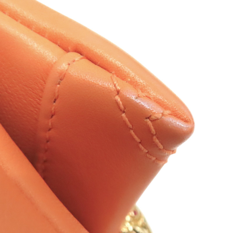 橘色 牛皮 Serpenti Cabochon Micro 肩背包【BVLGARI 寶格麗】 294186-14