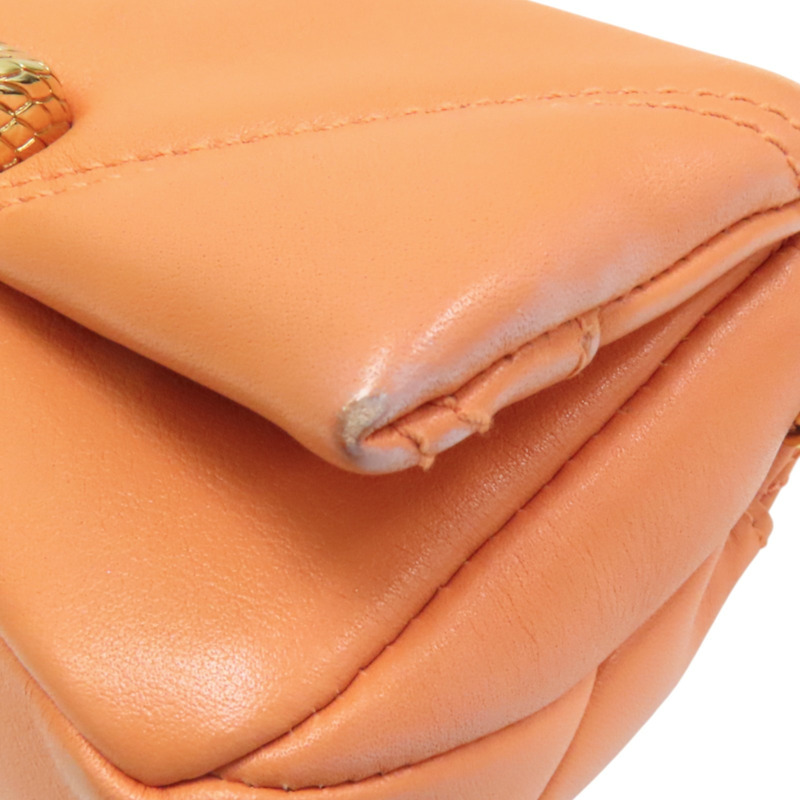 橘色 牛皮 Serpenti Cabochon Micro 肩背包【BVLGARI 寶格麗】 294186-15