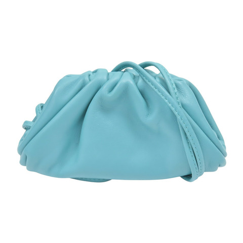 藍色羊皮 Mini Pouch 雲朵小包 肩背包【BOTTEGA VENETA BV 寶緹嘉】