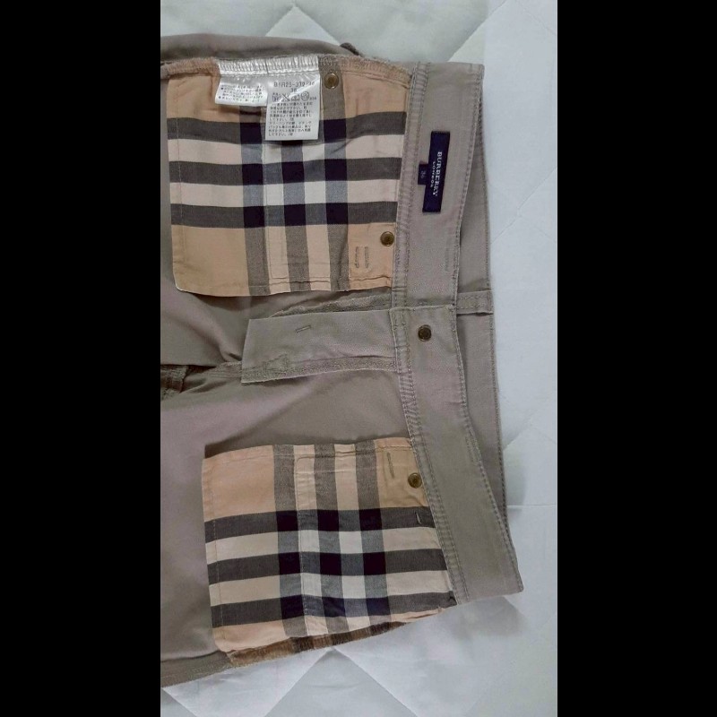 BURBERRY 博柏利 LONDON 女卡其色鐵牌LOGO彈性修身七分休閒褲36號-4