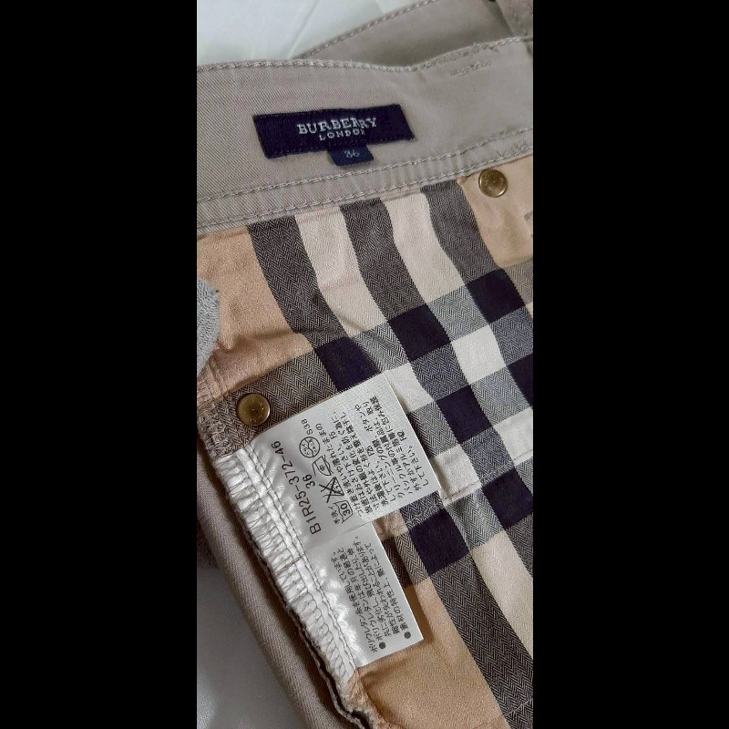 BURBERRY 博柏利 LONDON 女卡其色鐵牌LOGO彈性修身七分休閒褲36號-8
