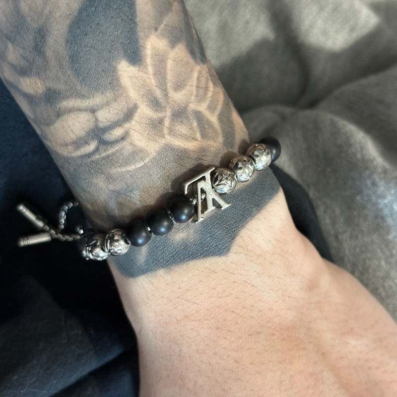 LOUIS VUITTON lv 手環 手鍊 串珠 可調整 珠鏈 珠珠 黑銀Monogram Beads-6