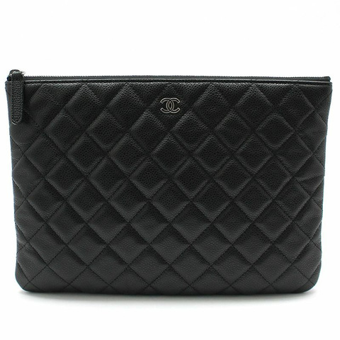 【包稅】CHANEL 黑魚子醬經典新款中型手拿包