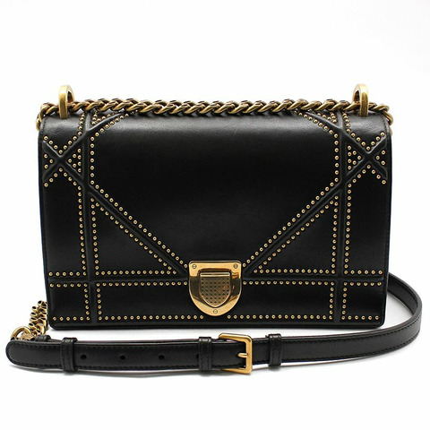 【包稅】DIOR 黑色羊皮 Diorama 單肩包