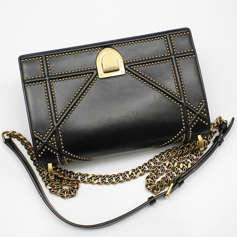 【包稅】DIOR 黑色羊皮 Diorama 單肩包-2