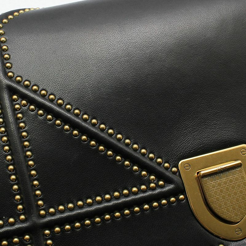 【包稅】DIOR 黑色羊皮 Diorama 單肩包-5