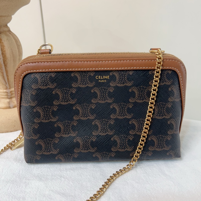 ෆ Celine 凱旋門老花貝殼包-5