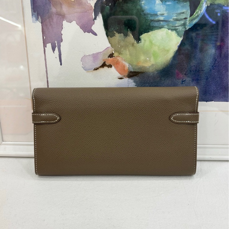Hermes/愛馬仕 Kelly皮夾 最熱門的大象灰金扣 尺寸11.5*20.5cm U刻 配個肩帶 秒變Kelly to go ep皮-2