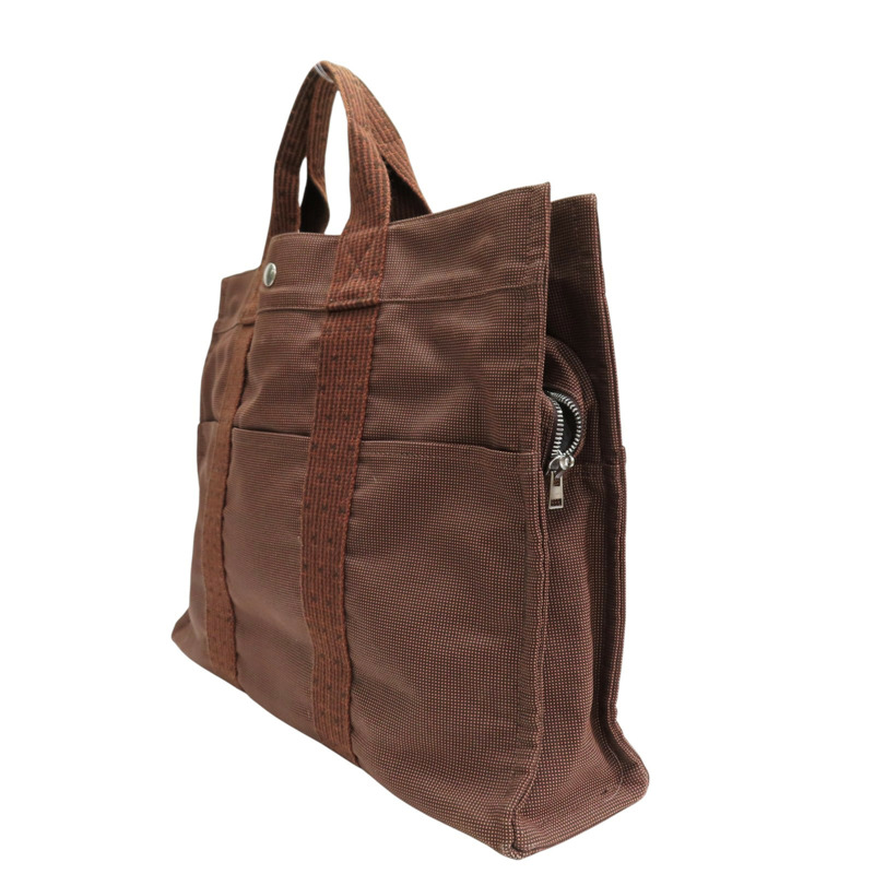 棕色 帆布 Herline MM 手提包【HERMES 愛馬仕】-1