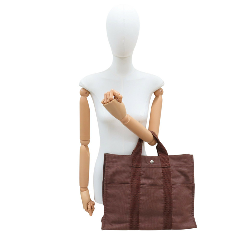 棕色 帆布 Herline MM 手提包【HERMES 愛馬仕】-7