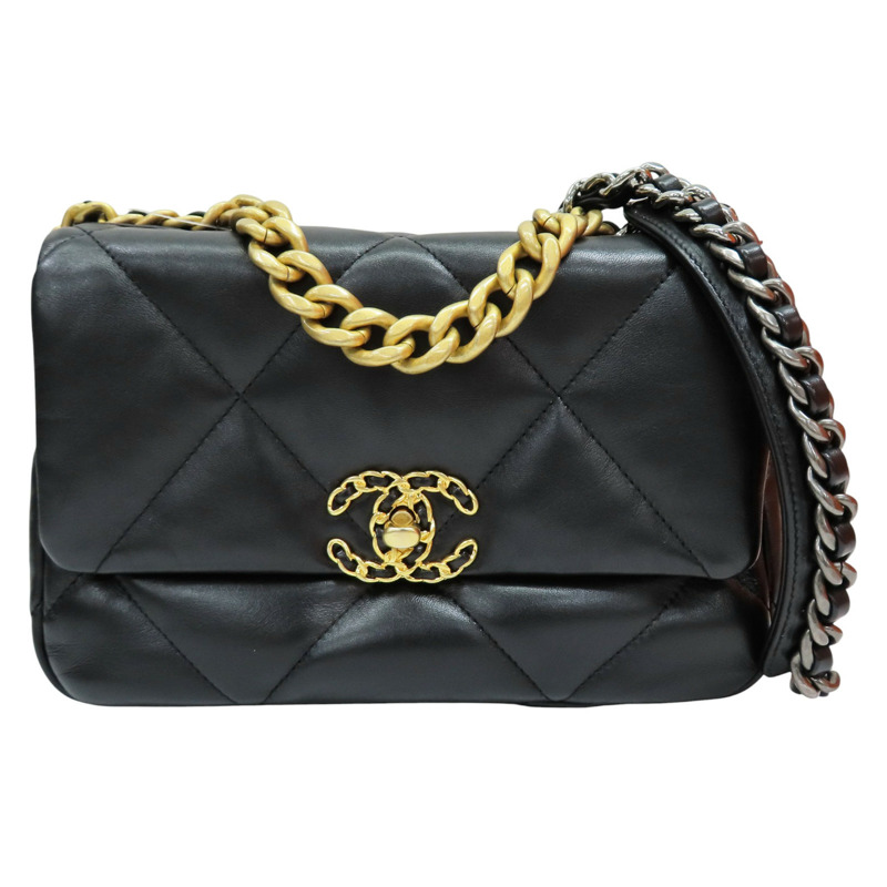 黑色 羊皮 19 鏈帶肩背包【CHANEL 香奈兒】 AS1160-0