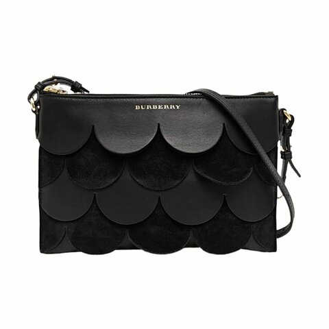 BURBERRY黑色牛皮單肩包斜挎包金色五金可拆卸肩帶