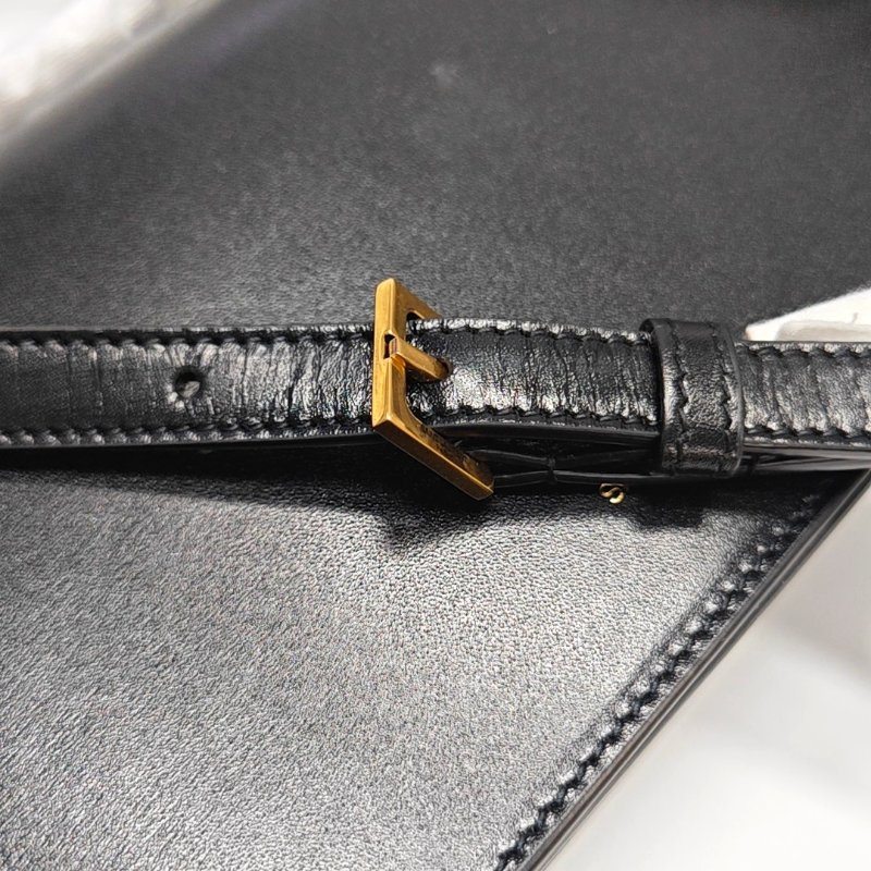 YSL黑色牛皮單肩包斜挎包金色五金可拆卸肩帶 9.8新-10