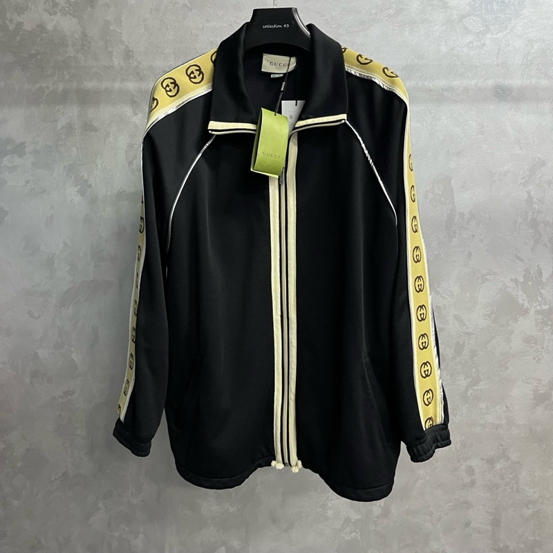 99新gucci最新款黑色側袖Logo條紋休閒長袖夾克外套  Size:Xs 碼-0
