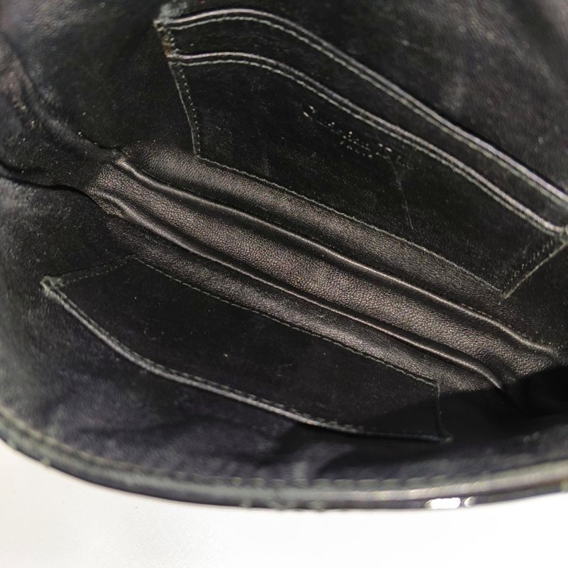 DIOR Miss Dior黑色漆皮藤格紋絎縫斜挎包銀色五金可拆卸肩帶-6