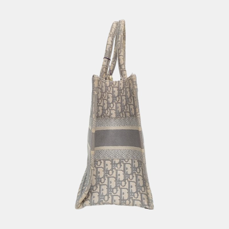 DIOR Book Tote中號灰色帆布老花刺繡手提包-2