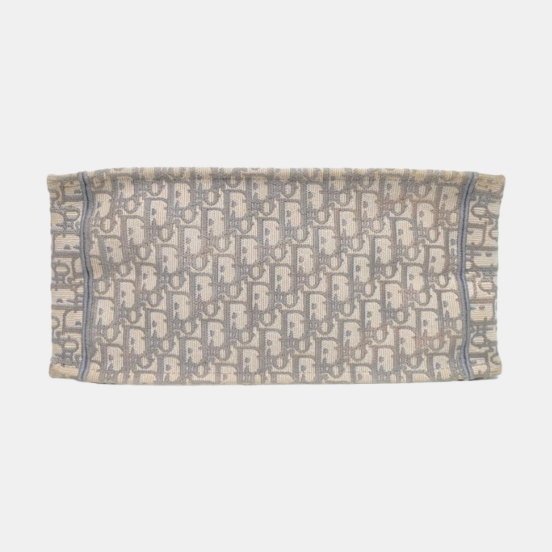 DIOR Book Tote中號灰色帆布老花刺繡手提包-5