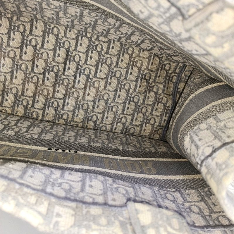 DIOR Book Tote中號灰色帆布老花刺繡手提包-6