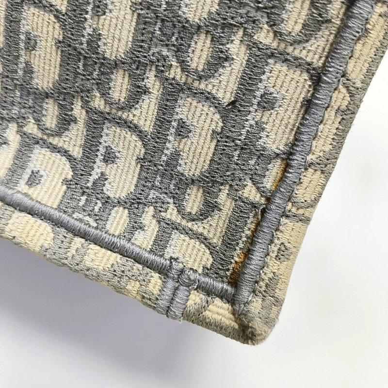 DIOR Book Tote中號灰色帆布老花刺繡手提包-8