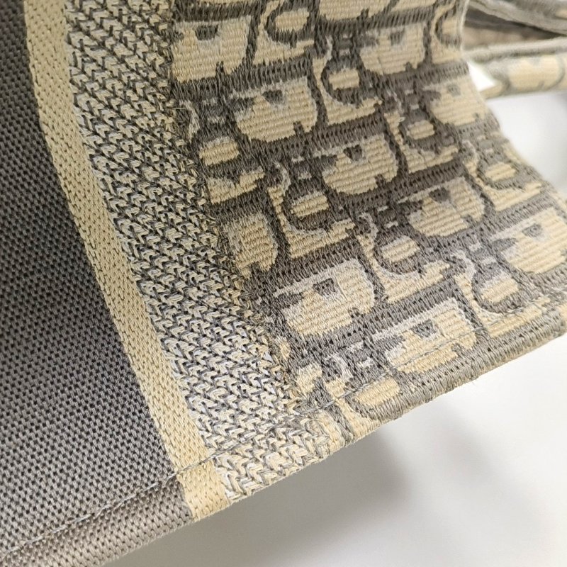 DIOR Book Tote中號灰色帆布老花刺繡手提包-11