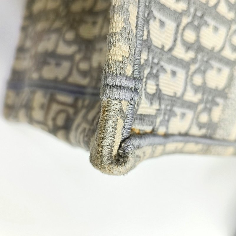 DIOR Book Tote中號灰色帆布老花刺繡手提包-13