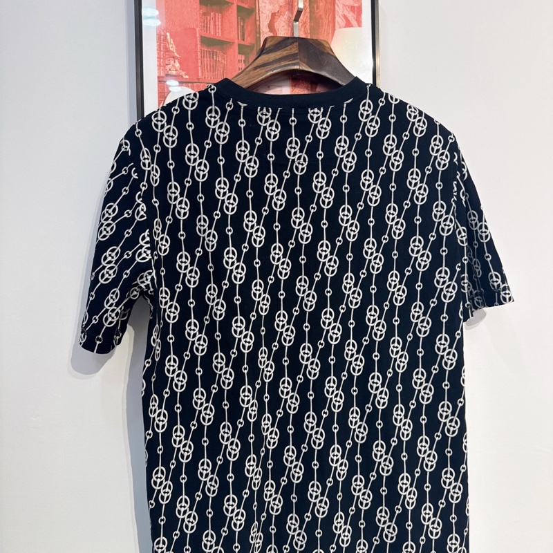 99新Hermes愛馬仕黑白鎖鏈圓領短袖T恤 36碼。無附件-1