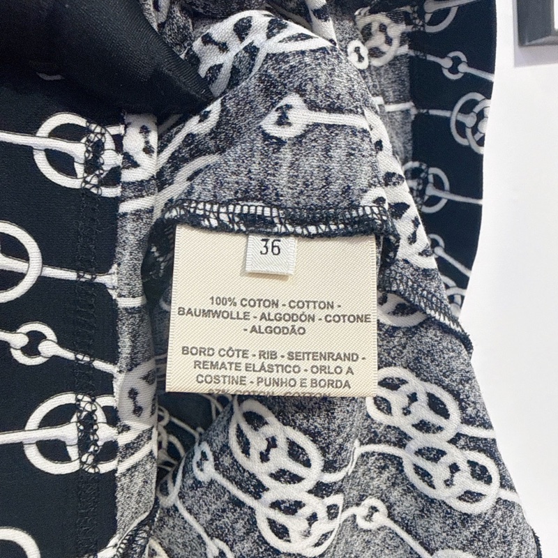 99新Hermes愛馬仕黑白鎖鏈圓領短袖T恤 36碼。無附件-3