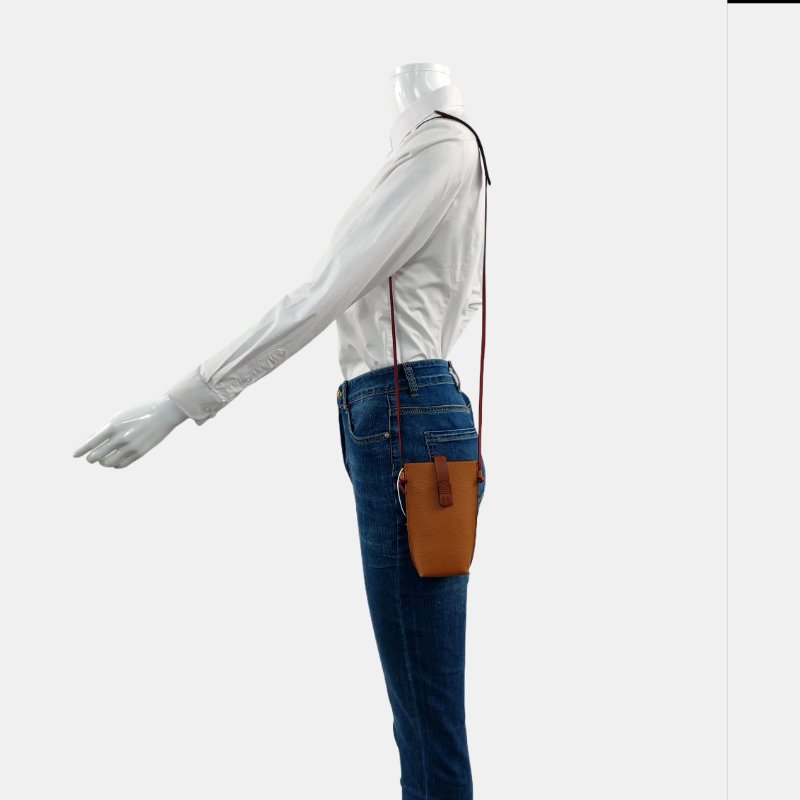 LOEWE棕色牛皮單肩包斜挎包可拆卸肩帶配件齊全-1