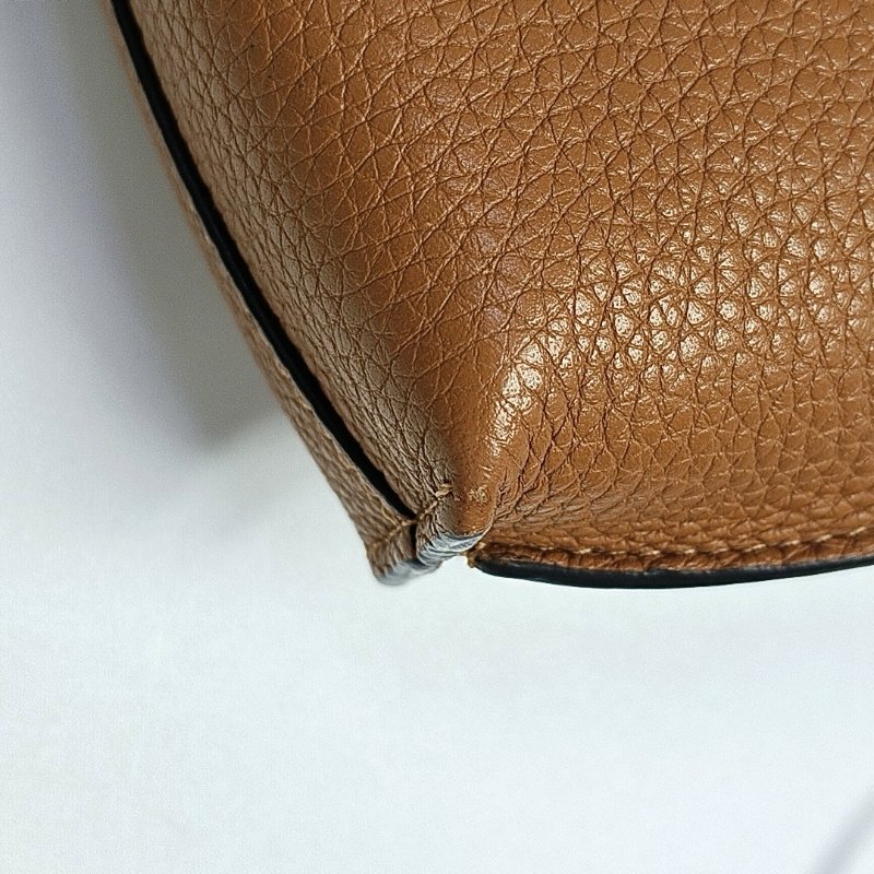 LOEWE棕色牛皮單肩包斜挎包可拆卸肩帶配件齊全-10