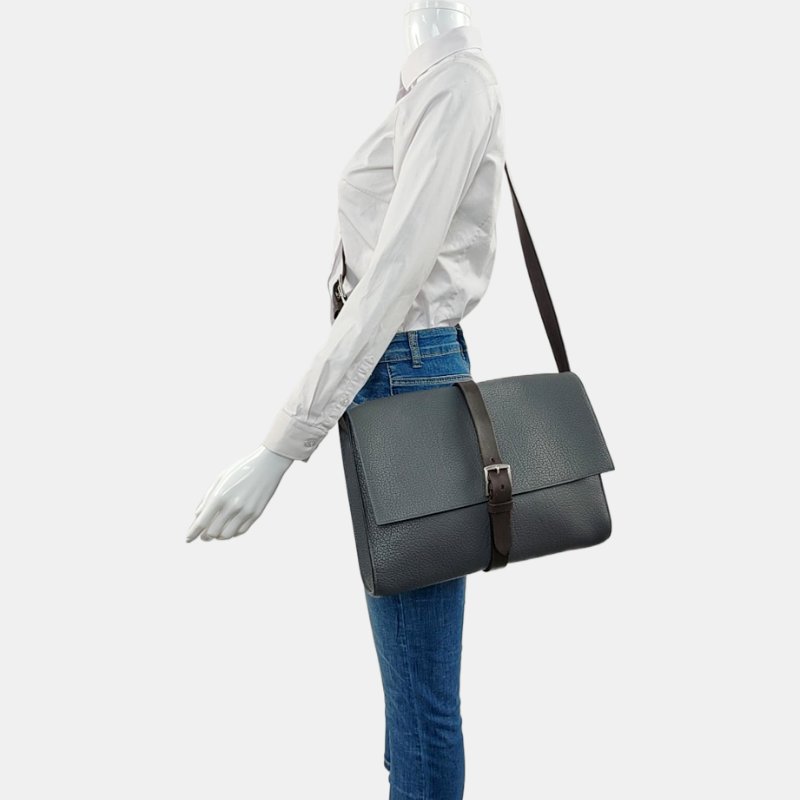 HERMES Etriviere Meeting石墨灰Fjord牛皮單肩包斜挎包銀色五金R刻中古款-1