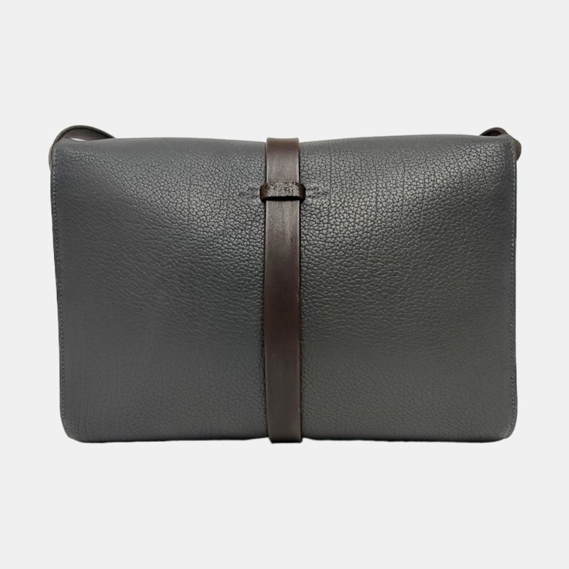 HERMES Etriviere Meeting石墨灰Fjord牛皮單肩包斜挎包銀色五金R刻中古款-4