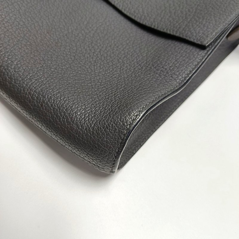 HERMES Etriviere Meeting石墨灰Fjord牛皮單肩包斜挎包銀色五金R刻中古款-11