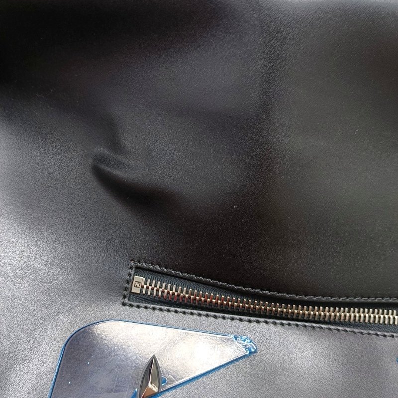 FENDI Monster中號黑色牛皮拼貼手提包-9