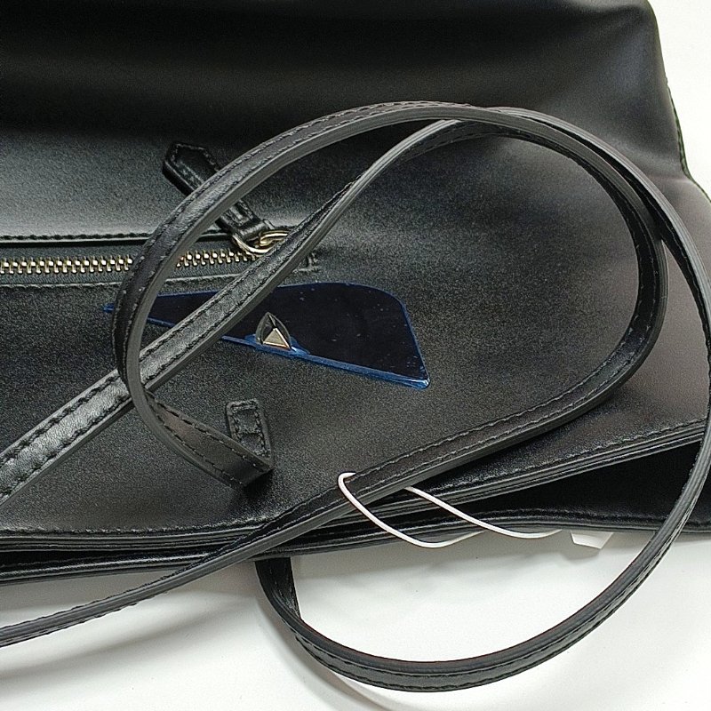 FENDI Monster中號黑色牛皮拼貼手提包-10