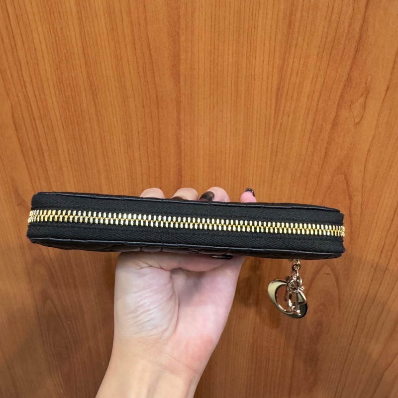 Dior LadyDior 藤格羊皮Cannage 拉鍊中夾-3