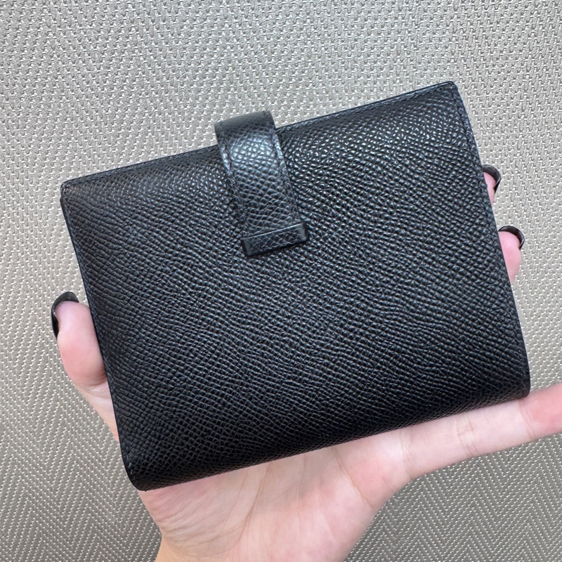 Hermes Bearn 黑銀短夾-1