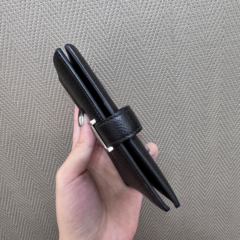 Hermes Bearn 黑銀短夾-4