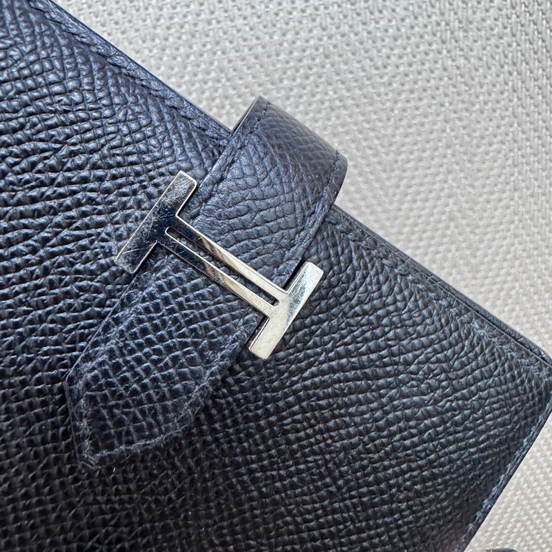 Hermes Bearn 黑銀短夾-5