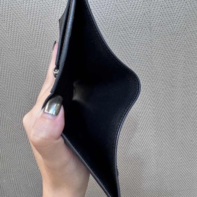 Hermes Bearn 黑銀短夾-8