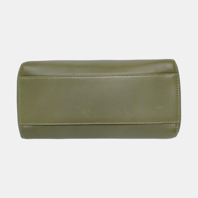 FENDI Peekaboo迷你綠色羊皮單肩包手提包斜挎包金色五金可拆卸肩帶-5