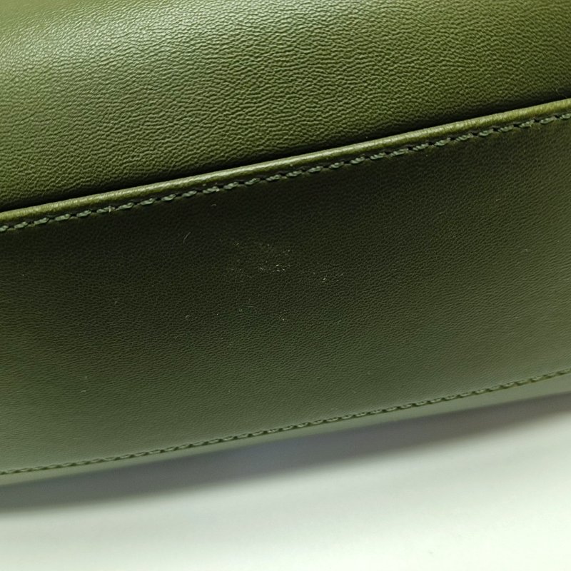 FENDI Peekaboo迷你綠色羊皮單肩包手提包斜挎包金色五金可拆卸肩帶-11