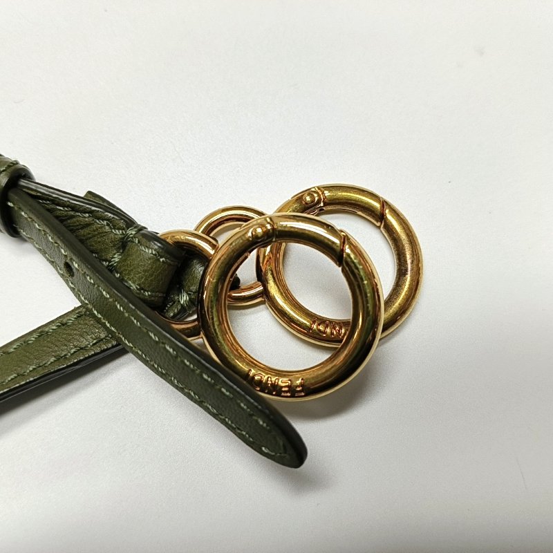 FENDI Peekaboo迷你綠色羊皮單肩包手提包斜挎包金色五金可拆卸肩帶-13