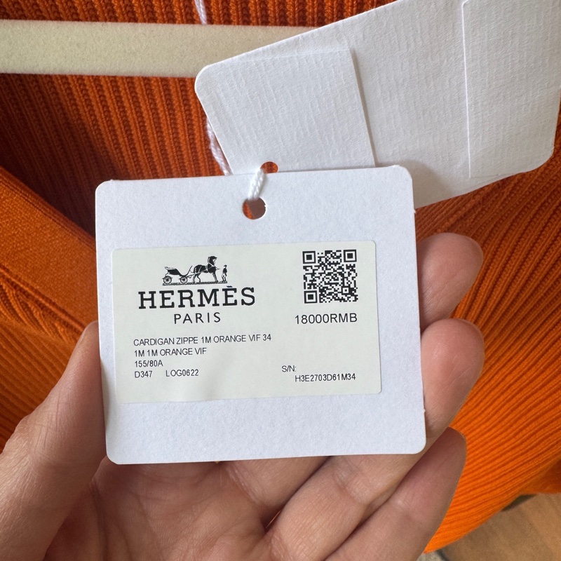 99新HERMES/愛馬仕 SS23 純色拉鍊長袖針織衫 女款  34碼橙色。-2