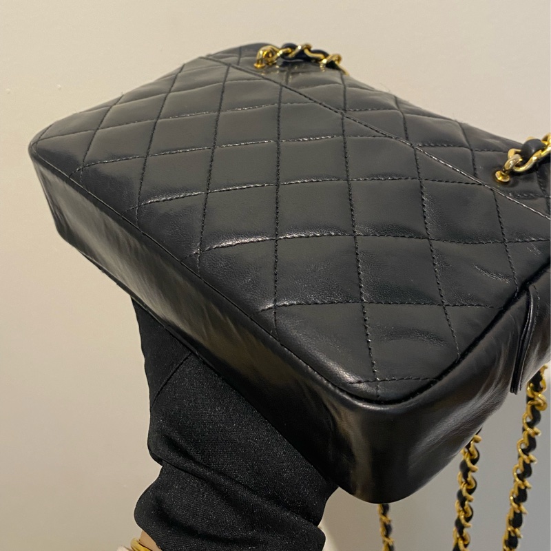 Chanel vintage 流浪雙鏈黑金菱格-8